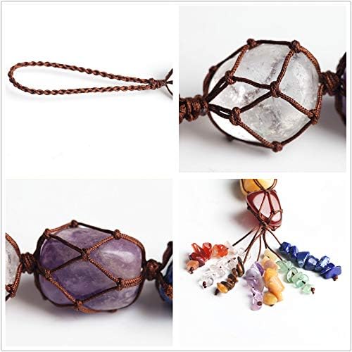 Handmade Crystal Window Car Hanging Ornaments 7 Chakra Home Decoration Feng Shui Ornament Yoga Meditation Car Decoration Tumbled Palm Stones