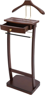 Cashewnuts Mens Suit Valet Stand Clothes Valet Stand with Base Vertical Clothes Stand Wooden Hanging Frame w/Handle, 17.32 x 11.81 x 44.09in (Walnut Color)