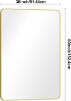 Gold Bathroom Mirror,55x36 inch Wall Mirror for Bathroom Wall Mounted,Round Rectangle Mirror for Bathroom Over Sink,Modern Frame for Home Decor Living Room,Bedroom Entryway,Horizontal/Vertical