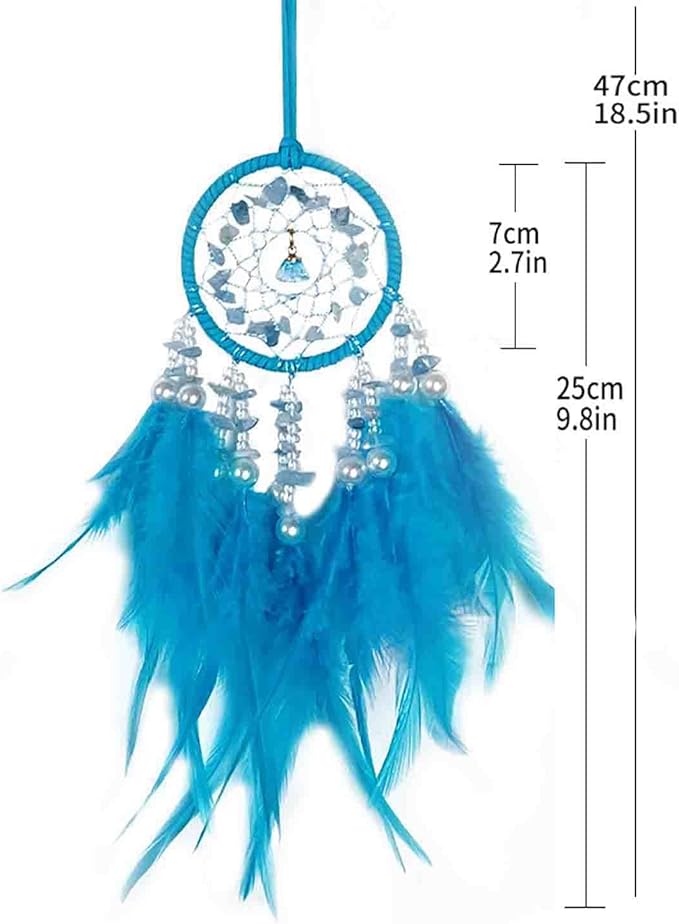 Dream Catcher for Rearview Mirror, Car Hanging Accessory, Lucky Charm Ornament Pendant Interior Decor (Blue)