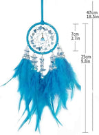 Dream Catcher for Car Rearview Mirror, Hanging Charm Ornament Pendant, Lucky Interior Accessory (Blue)
