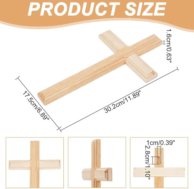 HOBBIESAY Hanging Cross for Wall 11.8 Inch Wooden Hanging Cross Decoration Crucifix Crosses Handmade Wood Wall Decor Crosses Ornament for Home Christian Weddings Party Gift
