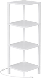 TUTOTAK Corner Shelf, 4-Tier Corner Bookshelf for Small Space, Narrow Display Corner Shelf Stand with Storage Rack, for Living Room, Bedroom, White BS08BW004L