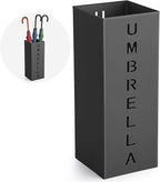 Square Metal Umbrella Holder Stand, Free Standing Umbrella Rack with Hollow Letter Pattern, Coated Steel Walking Stick Storage Bin for Indoor Entryway, Home, Office and Hotel