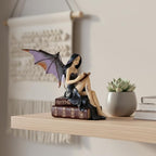 Comfy Hour 9" Reading Fairy Figurine, Gothic Dark Witch Statue Sitting on Vintage Books, Fantasy Mythical Spirit Collectible for Shelves, Polyresin Artisan Sculpture, 1 Piece