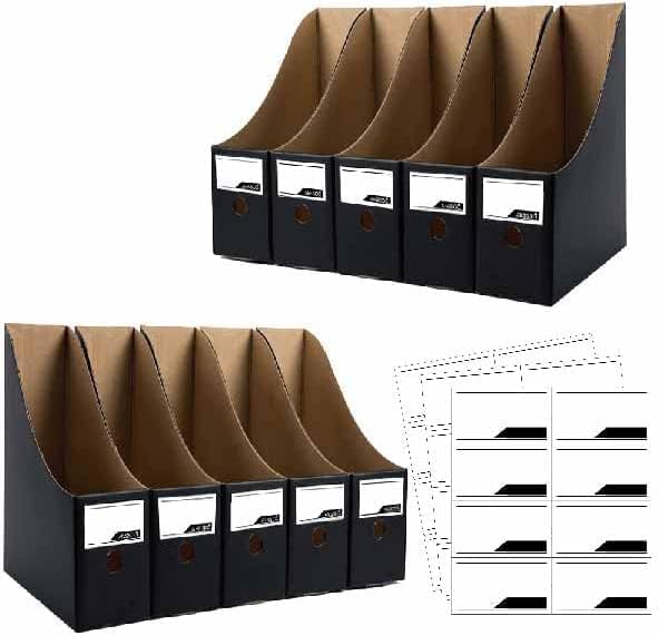 ANSSDO 24 Pack Black Cardboard Magazine Holder Premium Magazine File Holder Magazine Organizer, Magazine Storage Box, Large Volume Magazine File Organizer as Book Bins or Folder Holder for Desk