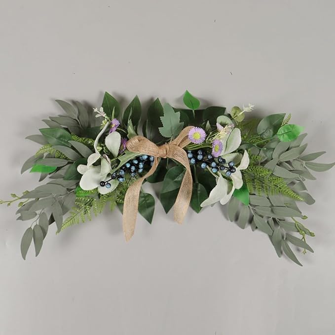 21 7 Inch Artificial Eucalyptus and Daisy Swag, Great for Event and Home Decor, Effortless Style for Any Setting