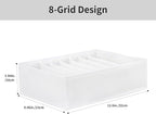 4 Packs T-shirt Drawer Organizers for Clothing,8 Grids Compartment Wardrobe Storage Box, Washable Clothes Organizer for Folded Clothes, T-shirt, Legging, Silk Scarve-White