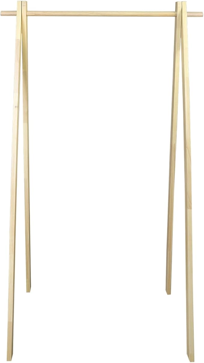 Solid Wood No Tool Assembly Collapsible Aesthetic Clothing Garment Rack