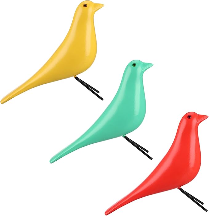 AceOrbit 3 Pcs Mid Century Modern Decor Medieval Table Decor Large Ceramic Birds Orange Blue and Yellow Ceramic Birds for Home Office Table Desktop Bookshelf Mantelpiece Shelf Centerpiece
