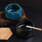 Simple Geometric Ceramic Ashtray with Bamboo Lid.