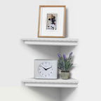 AHDECOR White Corner Shelves, Stylish Wall Mounted Corner Shelf for Space-Saving Storage in Living Room, Bedroom, and Office, Set of 2