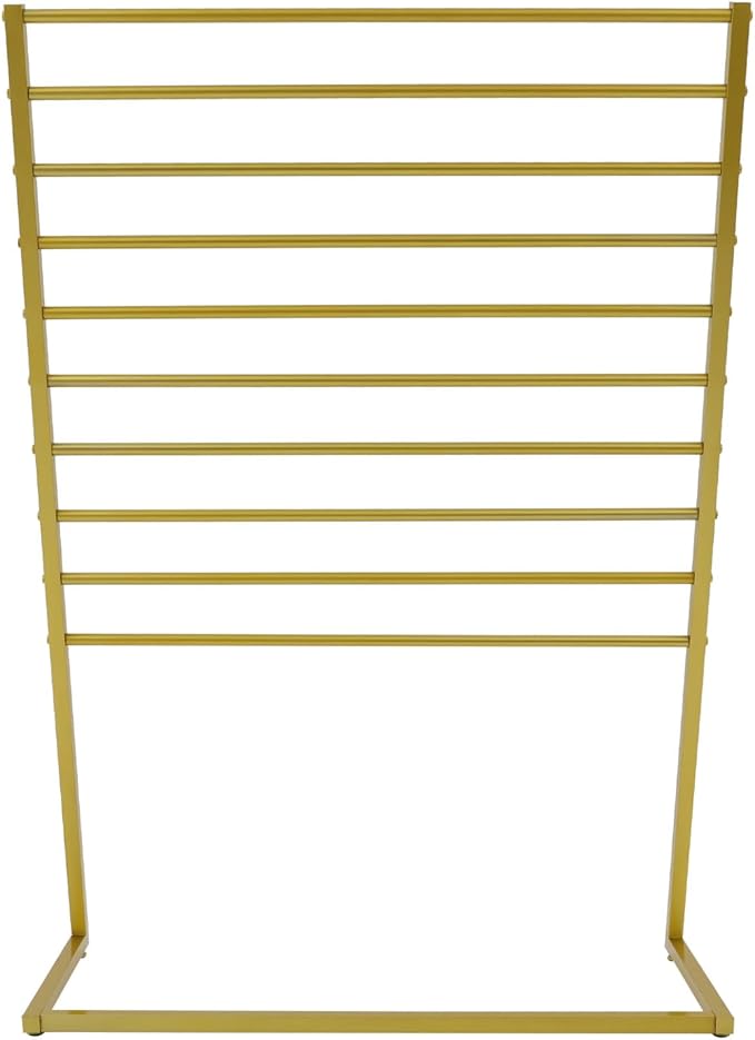 Scarf Organizer, Metal Hijab Organizer, 10 Tier Scarf Holder Hanger for Multiple Scarves, Freestanding Hijab Stand Belt Pants Hanging Rack for Home, Commercial, Clothing Store (Gold, 100cm)