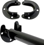 4PCS Stainless Steel Closet Rod Bracket, 1-1/3 Inch Diameter, Heavy Duty, U Shaped End Supports, Black