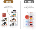 5 Pack Clear Stackable Shoe Organizer Box with Lids, Acrylic Shoes Box with Magnetic Doors, Transparent Shoe Storage Bins Closet Organizers, Shoes Containers For Sneaker Display, Fit up to US Size16