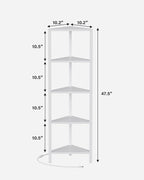 TUTOTAK Corner Shelf with LED Light, 5-Tier Corner Bookshelf for Small Space, Narrow Display Corner Shelf Stand with Storage Rack, for Living Room, Bedroom, White BS05BW005L