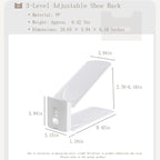Shoe Slots Organizer 10 Pack - Shoe Stackers, Space Savers 50%, 3 Levels Adjustable, Double Layer Holders for Closet, Space Saver for Entryway,White