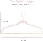 Pink Clothes Hangers 16", 20 Pack Plastic Clear Coat Hanger for Adult Closet, Durable Bling Ganchos de Ropa with Swivel Hook, Notched Shoulders & Ultra-Thin Space Saving Laundry Hanger for Dress Suits