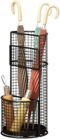 Umbrella Stand, Metal Umbrella Storage Rack, Umbrella Bucket with Drain Tray, Hollow Drain Rack for Entrance, Balcony, Shopping Mall(Black)