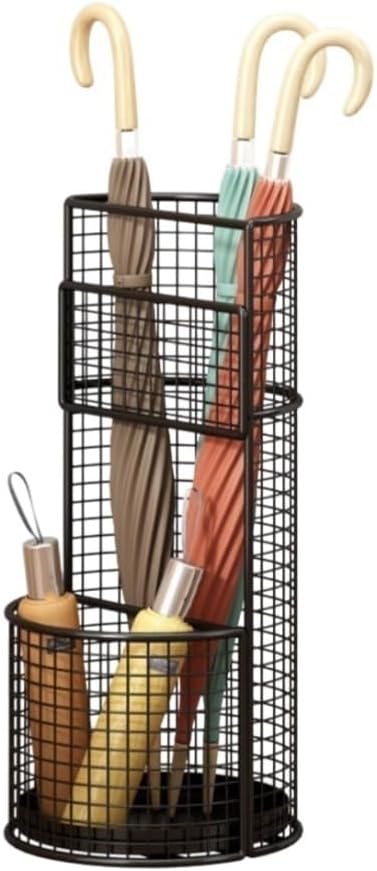 Umbrella Stand, Metal Umbrella Storage Rack, Umbrella Bucket with Drain Tray, Hollow Drain Rack for Entrance, Balcony, Shopping Mall(Black)