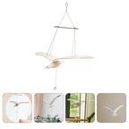 Seagull Hanging Mobile Wooden Flying Bird Decor Nursery Wall Hanging Ornament for Home Nursery Room Balcony Patio Decor