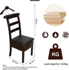 Chair Valet With Drawer Wooden Suit Valet Stand With Contour Hanger Trouser Bar And Top Storage Tray Freestanding Clothes Rack For Men And Women Clothing Organizer For Office Hotel(Dark Brown A)