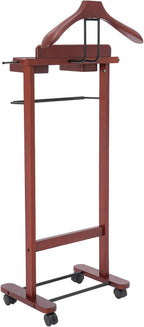Freestanding Mens Valet Stand with Drawer, Rolling Suit Hanger Butler Clothes Rack with Base, for Office Living Room Bedroom