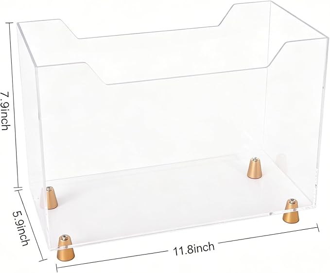 Acrylic Magazine Holder, Crystal Clear Magazine Rack Floor with Metal Feet, Files Newspapers Book Organizer for Bathroom, Living Room, Home Office