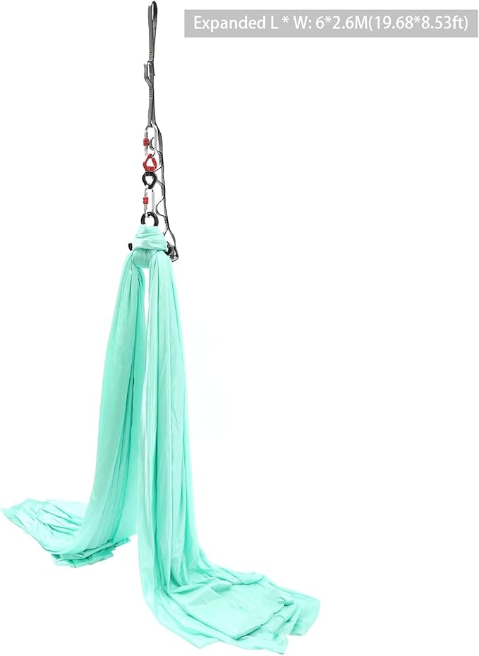 LOYALHEARTDY Aerial Silks Starter Kit, 11 Yards Equipment Set for Aerial Yoga, Durable Aerial Yoga Hammock Aerial Swing for Aerial Acrobatic, Aerial Dance & All Levels (L:10m W:2.6m)