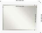 Amanti Art White Wall Mirror 35x45 Basic White Rectangle Bathroom Mirror for Wall Decor Living Room, X-Large Casual Wood Frame, Hangs Horizonally and Vertically, Bathroom Decor, Beveled Edge