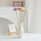 Origami Ceramic Vase with Ribbon, 7.9" H, Artistic Design Flower Vase Geometrical Style for Modern Home Decoration