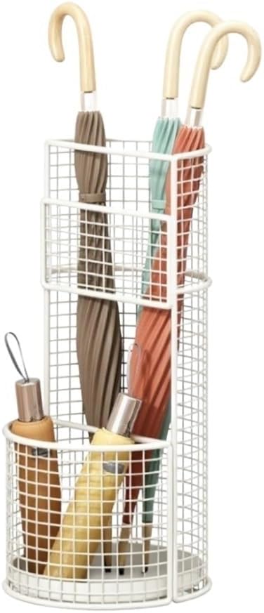 Umbrella Stand, Metal Umbrella Storage Rack, Umbrella Bucket with Drain Tray, Hollow Drain Rack for Entrance, Balcony, Shopping Mall(White)