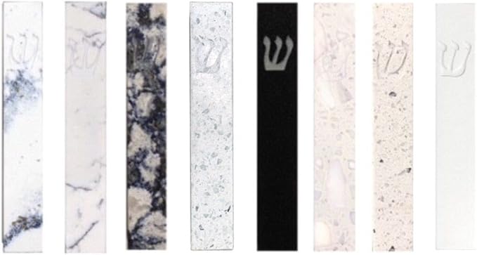 A&S Mezuzot Quartz Mezuzah Case with Engraved Shin Design Easy Peel and Stick Judaica Door Mezuza (Black Quarts, 6 Inches)