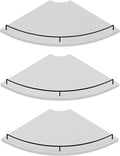 JJL Corner Shelf Wall Mounted, 12 Inches 3-Tier Floating Corner Shelf, Fan-Shaped Rustic Wood Decor with Fence, White Floating Shelves for Apartment Bedroom Kitchen Bathroom