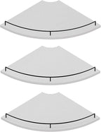 JJL Corner Shelf Wall Mounted, 12 Inches 3-Tier Floating Corner Shelf, Fan-Shaped Rustic Wood Decor with Fence, White Floating Shelves for Apartment Bedroom Kitchen Bathroom