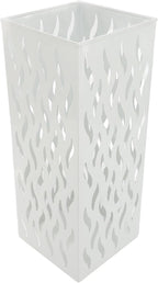 Metal Umbrella Holder, Square Umbrella Stand Rack for Entryway, 6.3" x 6.3" x 16.5" (White)