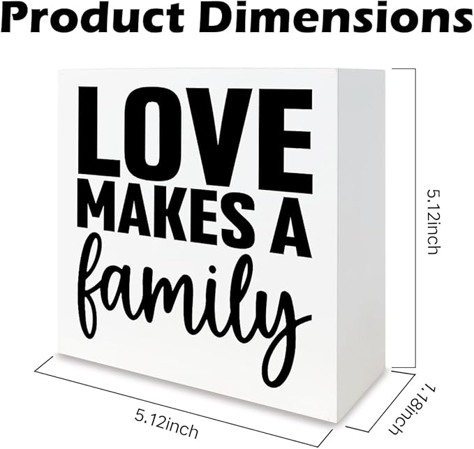 Motivational Home Decorate, Love Makes a Family, Rustic Farmhouse Wall Sign, Wedding Gift, Christian Quotes Decor, Living Room Decor, Family Wall Decoration, Home Desk Decorate, 5.1x5.1inches