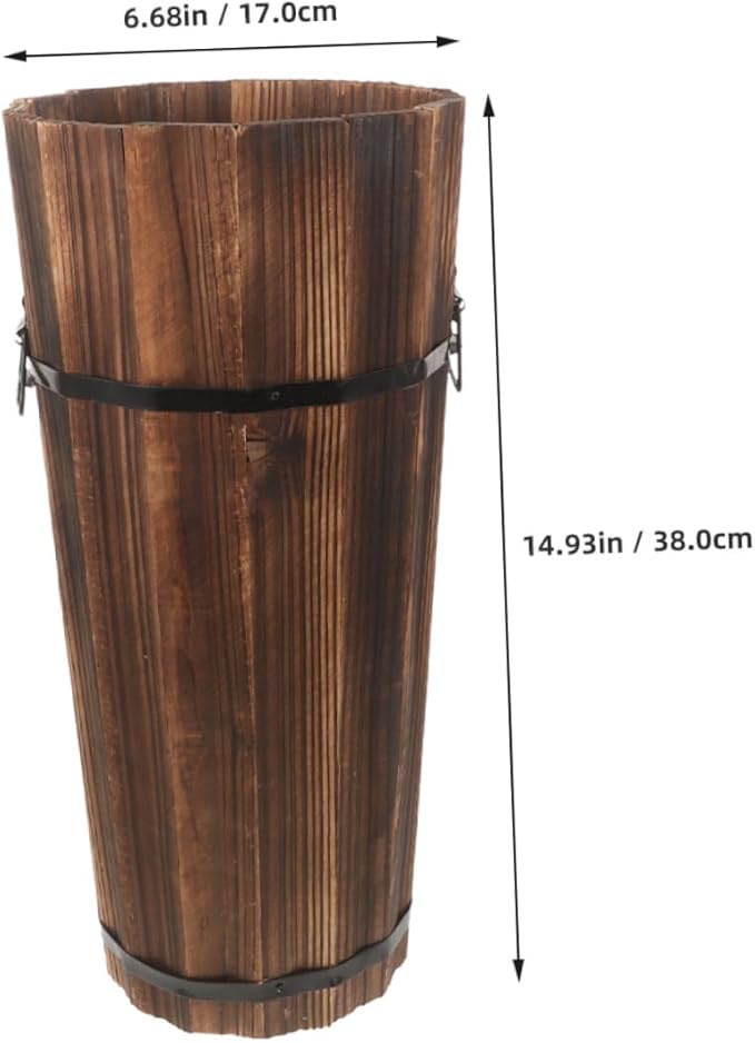 MAGICLULU Handmade Carbonized Wood Stand Modern Umbrella Stand Storage Tube for Umbrellas Walking Sticks and Decorative Fans Indoor Outdoor