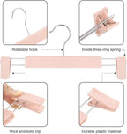 Clothes Pants Hangers, Space-Saving Skirt Holders with 360 ° Swivel Hooks, Adjustable Clips, Trouser Hangers, Clothes Coat Garment Jeans Hangers (30 Pack, Pink)