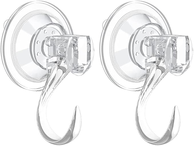 2 pack Suction Cup Wreath Hanger ，Large Clear Vacuum Heavy-Duty Reusable Wreath Hooks，use for Windows Tiles Glass Smooth Doors Mirrors to Hang Bags Coats Umbrellas kitchenware and Christmas Wreaths
