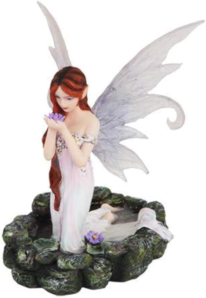 Pacific Giftware White Water Princess Fairy Kneeling in Pond Mystical Statue Figurine