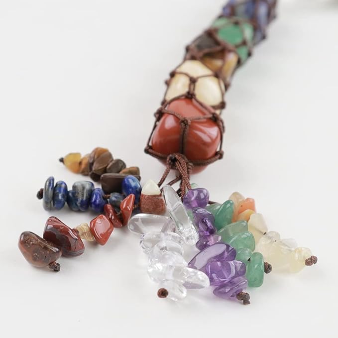 Handmade Crystal Window Car Hanging Ornaments 7 Chakra Home Decoration Feng Shui Ornament Yoga Meditation Car Decoration Tumbled Palm Stones (Angel)
