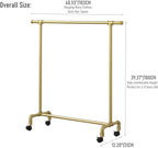 Kids Clothing Racks,Child Dress up Racks with Hooks, Metal Pipes Costumes Garment Hanging Racks,Small Rolling Clothes Racks,Freestanding and Portable Heavy Duty Kids Closet,Gold