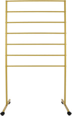 Scarf Organizer Stand, 7-Tier Freestanding Scarf Display Rack with Wheels, Metal Scarf Holder Belt Pants Hanger for Commercial Clothing Retail Store Home, 31.5" x 15.7" x 59"(Gold)