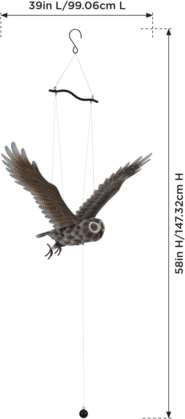 Regal Art & Gift Flying Bird Hanging Metal Mobile - Decorative Outdoor Wind Motion Sculpture for Patio, Porch & Garden Décor - Owl