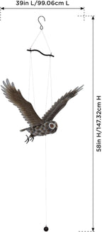 Regal Art & Gift Flying Bird Hanging Metal Mobile - Decorative Outdoor Wind Motion Sculpture for Patio, Porch & Garden Décor - Owl