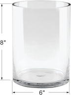 6" Wide 8" High Large Hand Blown Sturdy Clear Cylinder Glass Vase, Centerpiece Flower Vase for Rose, Tulip, Boquets, Hurricane Candle Holder (2, 6"x8")