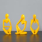 BMLCGJ Thinker Statue Gold Decor Abstract Art Sculpture, Golden Resin Collectible Figurines for Home Living Room Office Shelf Decoration,Great Gifts Ideas (Yellow)