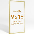 9x18 Aluminum Metal Picture Frame,Tempered Glass Gold Photo Frame 9x18 for Family Photo,Posters,Art,Document to Wall Mount Horizontally or Vertically