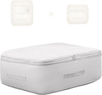 Ultra Space Saving Self Compression Organizer, Comforter Storage Bag for Clothes, Blankets, Pillows, Duvet, Comforters, Bedding Sets and Much More (Gray,L - 54 * 42 * 30cm)